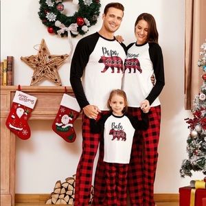 Pajama Set “Mama Bear” Plaid Bear NWT